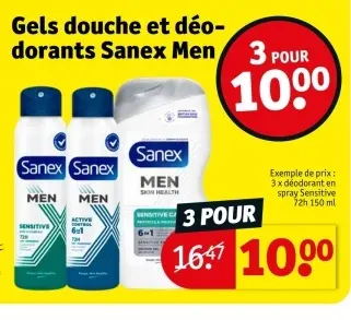 Offre: Gels douche et déodorants Sanex Men