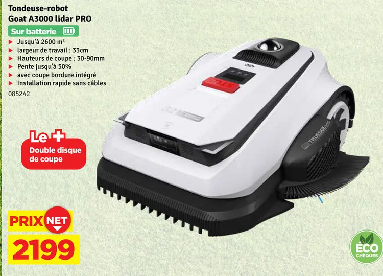 Offre: Tondeuse-robot Goat A3000 lidar PRO
