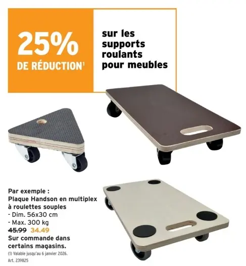 Offre: Plaque Handson en multiplex à roulettes souples