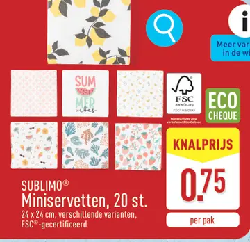 Offre: SUBLIMO® Miniservetten