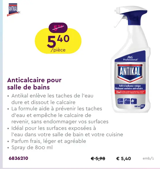 Offre: Anticalcaire pour salle de bains