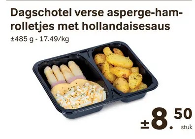 Promotie: Dagschotel verse asperge-ham-rolletjes met hollandaisesaus
