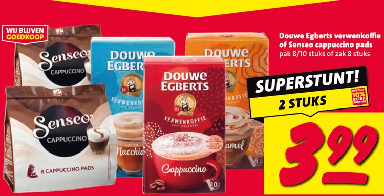 Aanbieding: Douwe Egberts verwenkoffie of Senseo cappuccino pads