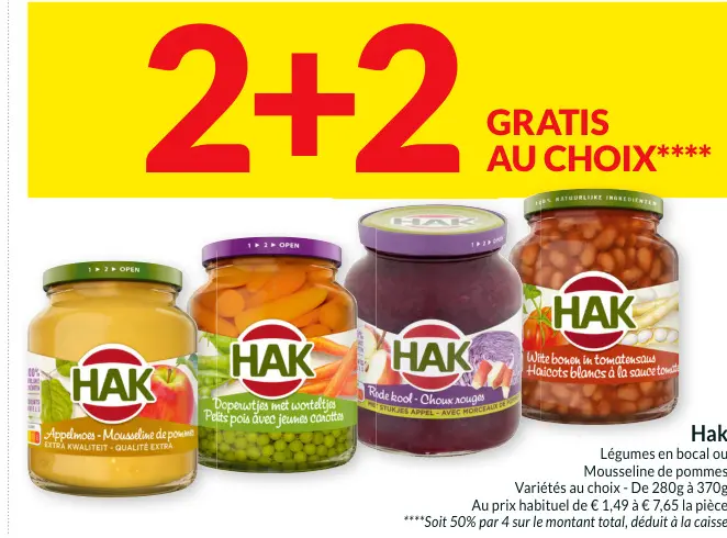 Offre: Légumes en bocal ou Mousseline de pommes