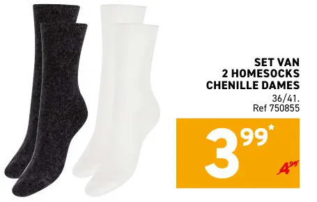 Promotie: Set van 2 homesocks chenille dames