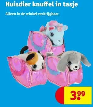 Aanbieding: Huisdier knuffel in tasje