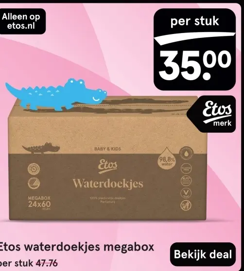 Aanbieding: Etos waterdoekjes megabox