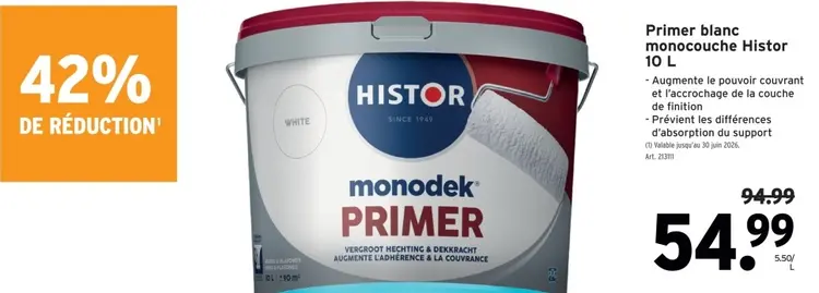 Offre: Primer blanc monocouche