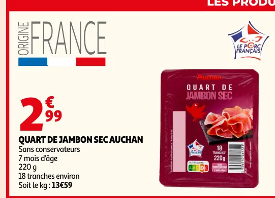 Offre: Quart de jambon sec