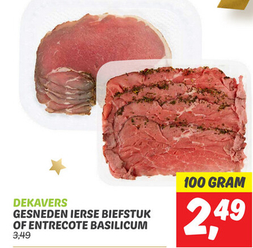 Aanbieding: DEKAVERS GESNEDEN IERSE BIEFSTUK OF ENTRECOTE