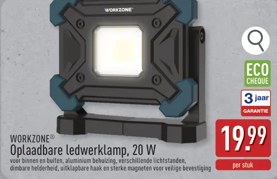 Promotie: Oplaadbare ledwerklamp, 20 W