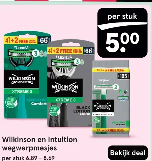 Aanbieding: Wilkinson en Intuition wegwerpmesjes