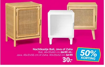 Aanbieding: Nachtkastje Bali, Java of Zaha