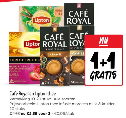 Aanbieding: Café Royal en Lipton thee