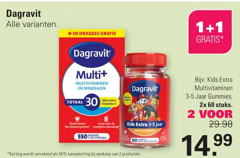 Aanbieding: Dagravit Multi+ Multivitaminen en Mineralen