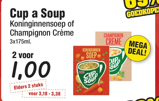 Aanbieding: Cup a Soup Koninginnensoep of Champignon Crèm