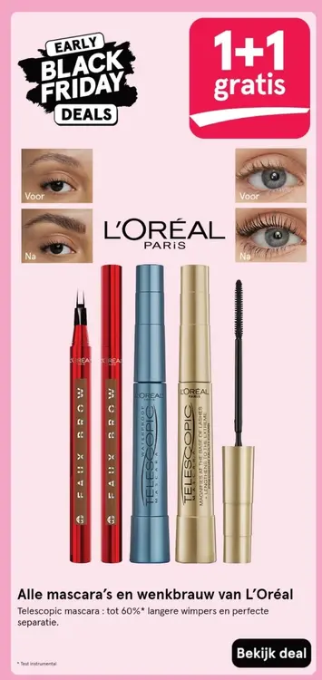 Aanbieding: Alle mascara's en wenkbrauw van L'Oréal