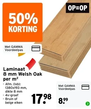 Aanbieding: Laminaat 8 mm Welsh Oak per m²