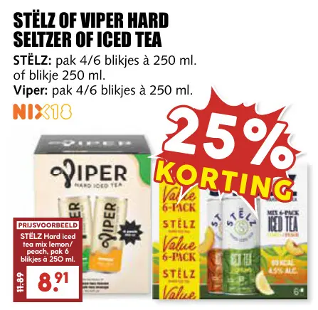 Aanbieding: Stëlz of Viper hard seltzer of iced tea