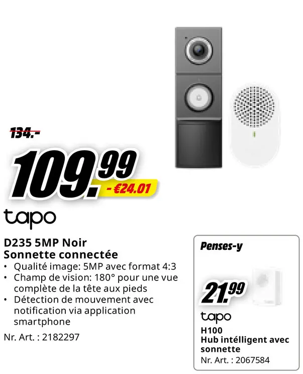 Offre: D235 5MP Noir Sonnette connectée