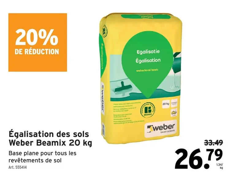 Offre: Égalisation des sols Weber Beamix 20 kg