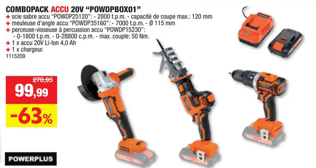 Offre: Combopack accu 20v "powdpbox01"