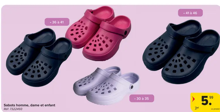Offre: Sabots homme, dame et enfant