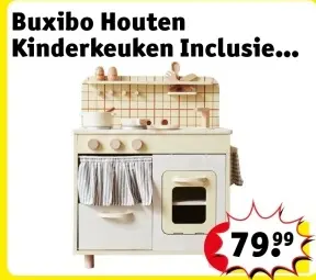 Aanbieding: Buxibo Houten Kinderkeuken Inclusief Accessoires en Keukengerei Speelkeuken