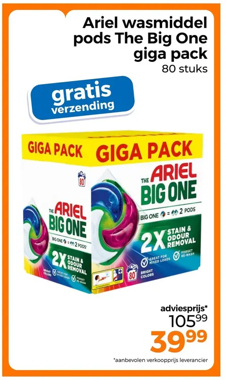 Aanbieding: Wasmiddel pods The Big One giga pack