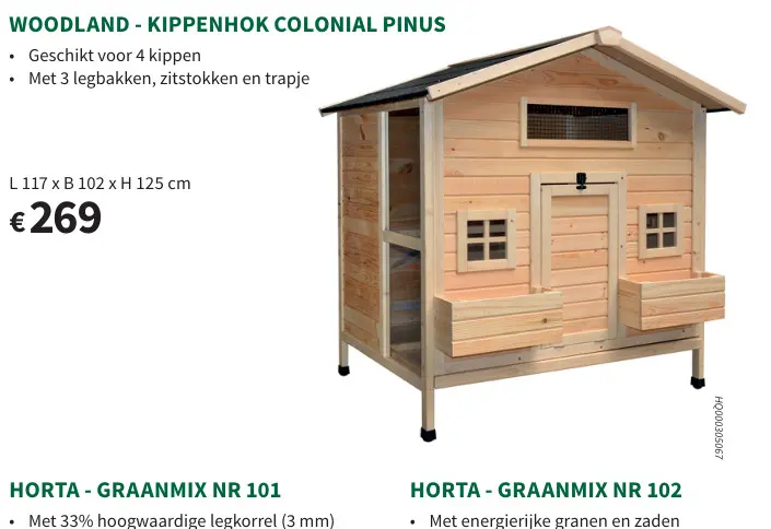 Promotie: Kippenhok colonial pinus