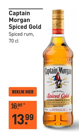 Aanbieding: Captain Morgan Spiced Gold 70CL