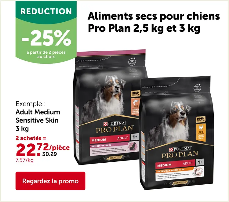 Offre: Aliments secs pour chiens Pro Plan