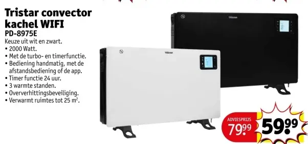 Aanbieding: Tristar convector kachel WIFI PD-8975E