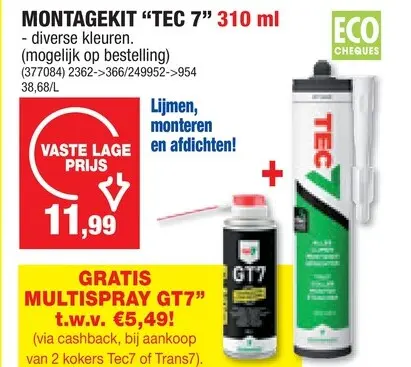 Promotie: Tec7 montagekit 310ml wit