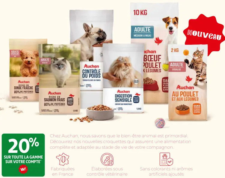 Promotie: Auchan Croquettes pour animaux