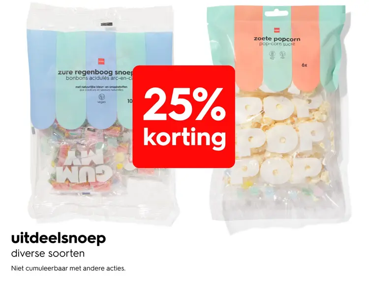 Promotie: Zure regenboog snoep & Zoete popcorn