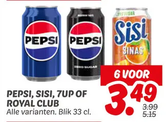 Aanbieding: Pepsi, Sisi, 7UP of Royal Club