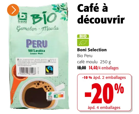 Offre: Café moulu Bio Peru