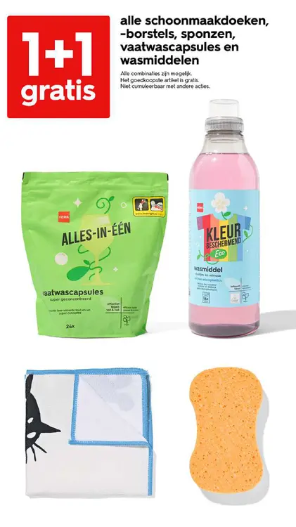 Promotie: Schoonmaakdoeken, borstels, sponzen, vaatwasc
