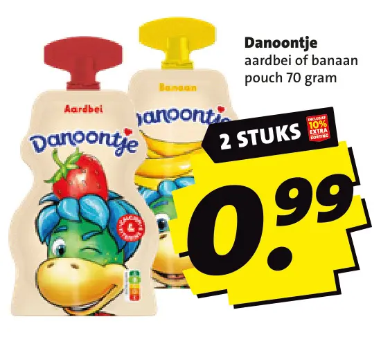 Aanbieding: Danoontje aardbei of banaan pouch