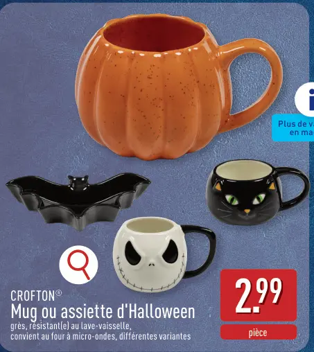 Offre: Mug ou assiette d'Halloween