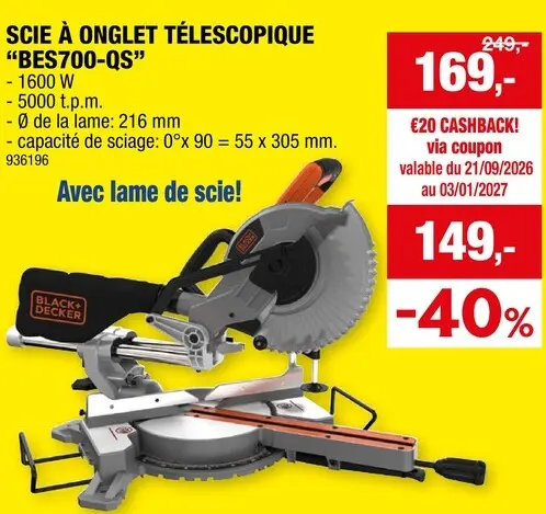 Offre: Scie à onglet télescopique "BES700-QS"
