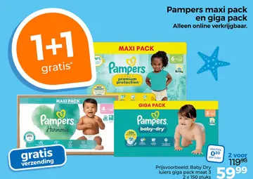 Aanbieding: Pampers maxi pack en giga pack