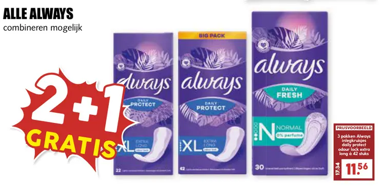 Aanbieding: Always inlegkruisjes daily protect odour lock