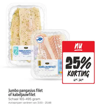 Aanbieding: Jumbo pangasius filet of kabeljauwfilet