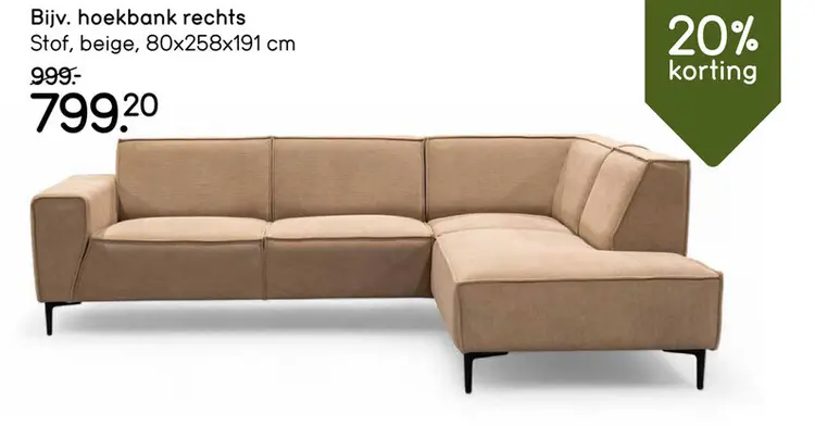 Aanbieding: Hoekbank Romy rechts - beige