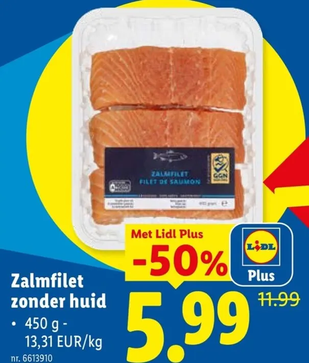 Promotie: Zalmfilet zonder huid