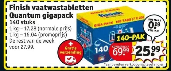 Promotie: Finish vaatwastabletten Quantum gigapack