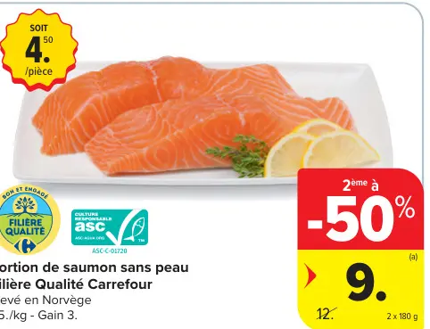 Offre: saumon sans peau