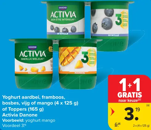 Promotie: Yoghurt aardbei, framboos, bosbes, vijg of mango